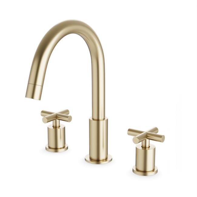 Artos - Round 8'' Widespread Lavatory Faucet with Cross Handles Satin Brass