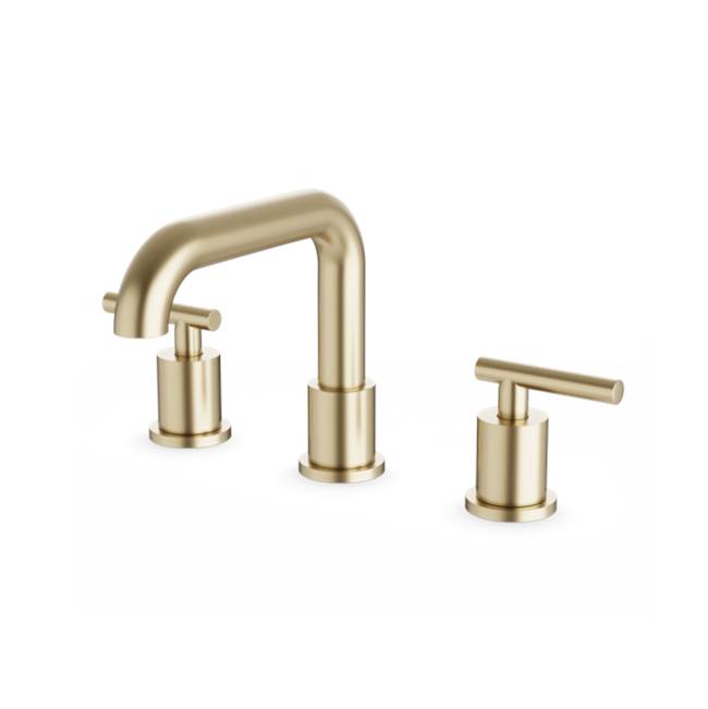 Artos - Round 8'' Widespread Lavatory Faucet with Low Spout & Lever Handles Satin Brass