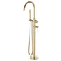 Artos - Trova Round Floor Mount Tub Filler Trim Kit with Hand Held Shower Satin Brass