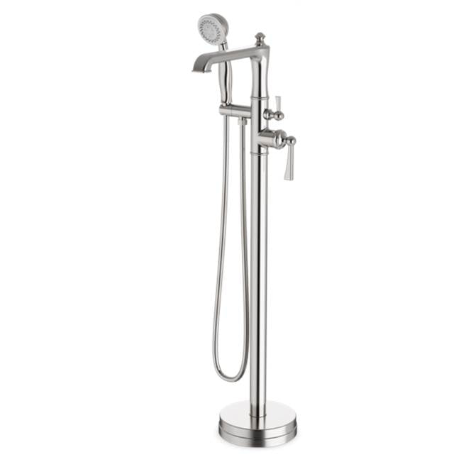 Artos - Classic Floor Mount Tub Filler Trim Kit with Hand Held Shower Brushed Nickel