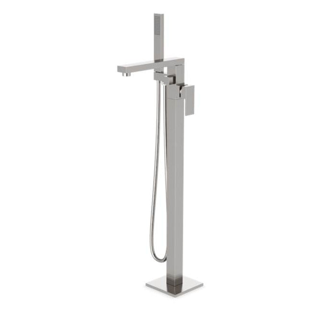Artos - Trova Square Floor Mount Tub Filler Trim Kit with Hand Held Shower Brushed Nickel
