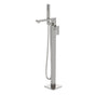 Artos - Trova Square Floor Mount Tub Filler Trim Kit with Hand Held Shower Brushed Nickel