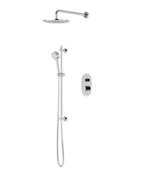 Artos - Opera Round Thermostatic Shower Trim Kit with Wall Mount Shower Head, Hand Held Shower on Slide Bar Chrome - Chrome