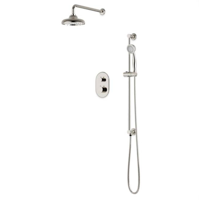 Artos - Classic Thermostatic Shower Trim Kit with Wall Mount Shower Head, Hand Held Shower on Slide Bar Polished Nickel