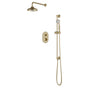 Artos - Classic Thermostatic Shower Trim Kit with Wall Mount Shower Head, Hand Held Shower on Slide Bar Satin Brass