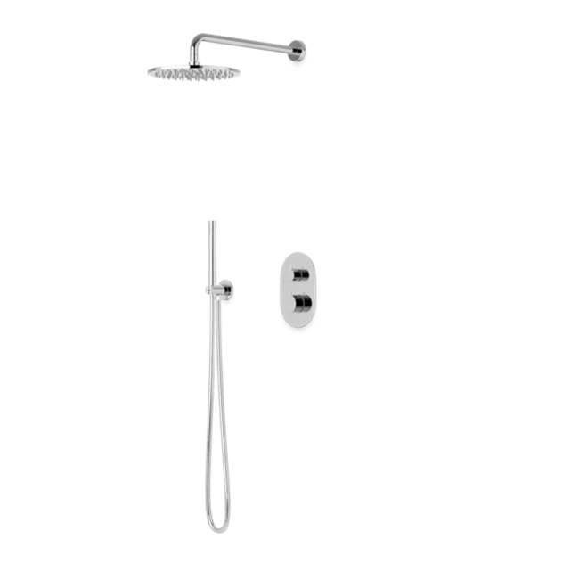 Artos - Opera Round Thermostatic Shower Trim Kit with Wall Mount Shower Head, Hand Held Shower Chrome - Chrome