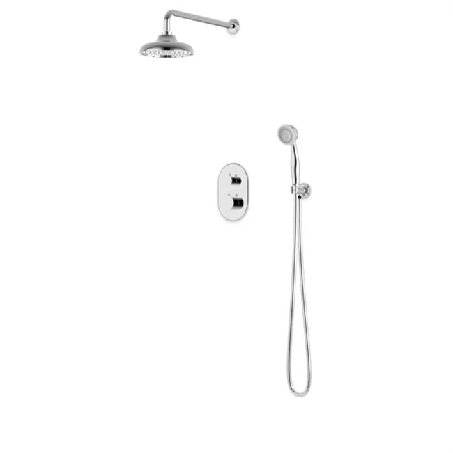 Artos - Classic Thermostatic Shower Trim Kit with Wall Mount Shower Head, Hand Held Shower Chrome