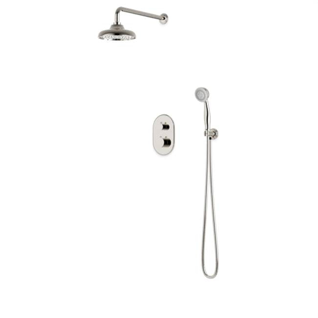 Artos - Classic Thermostatic Shower Trim Kit with Wall Mount Shower Head, Hand Held Shower Polished Nickel