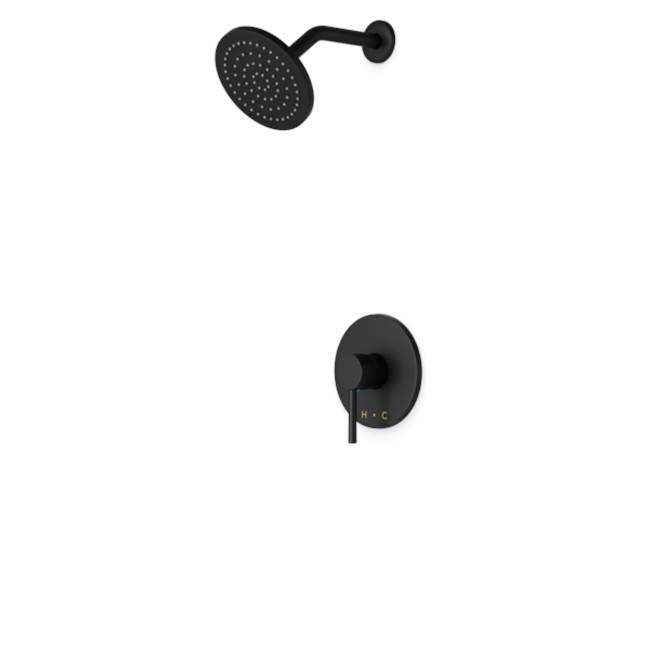 Artos - Trova Round Pressure Balance Shower Trim Kit with Rain Head Matte Black