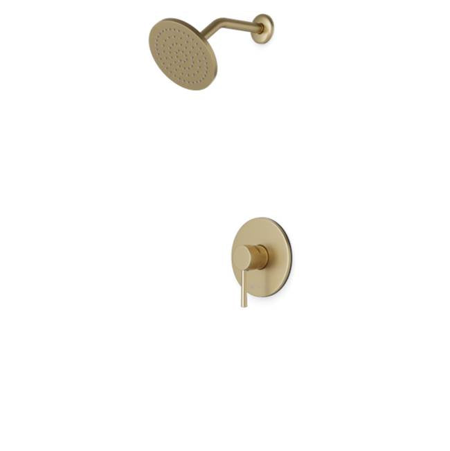 Artos - Trova Round Pressure Balance Shower Trim Kit with Rain Head Satin Brass