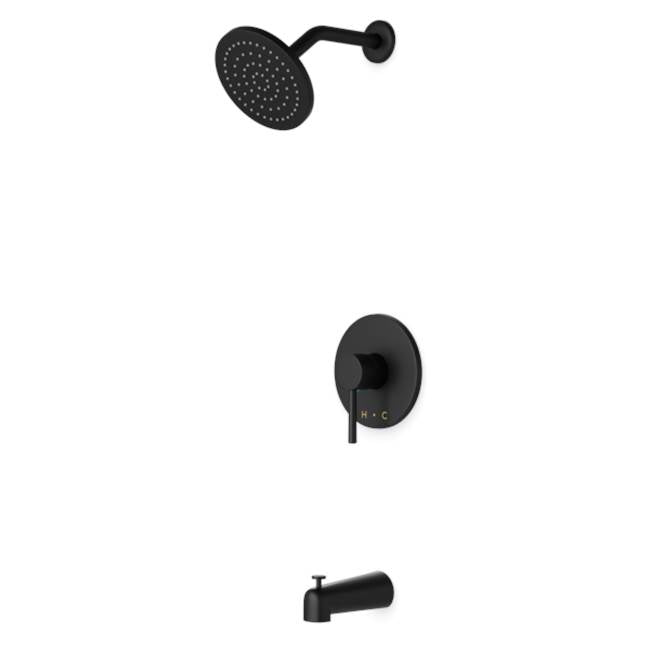Artos - Trova Round Pressure Balance Tub / Shower Trim Kit with Rain Head Matte Black
