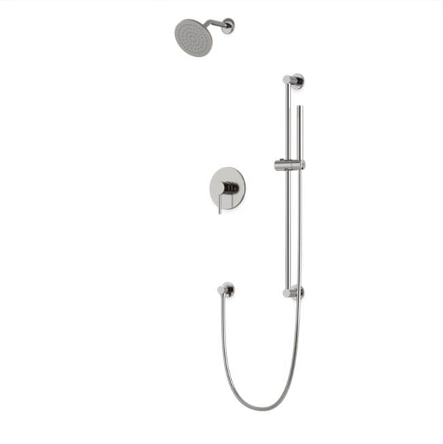 Artos - Round 2-Way Pressure Balance Shower Trim Kit with Rain Shower Head and Hand Held Shower on Slide Bar with Separate Water Outlet Brushed Nickel