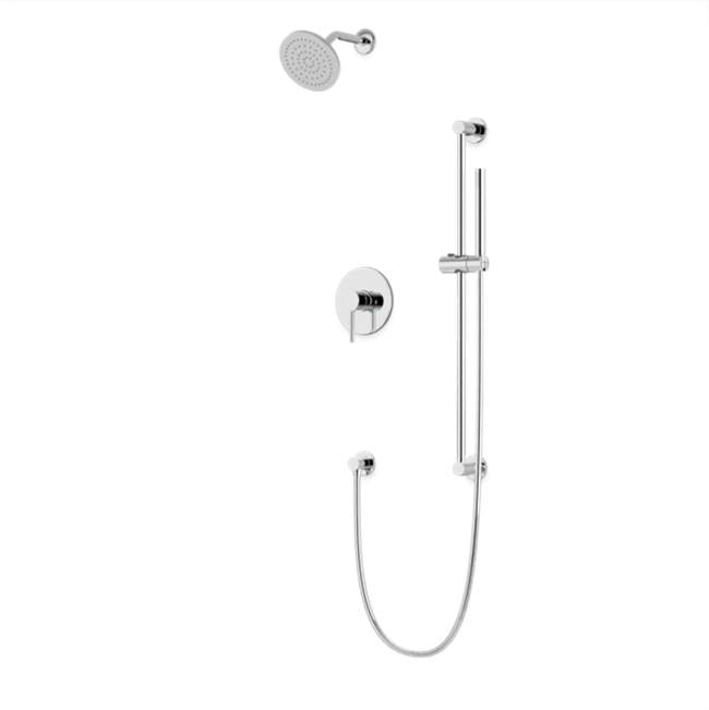 Artos - Round 2-Way Pressure Balance Shower Trim Kit with Rain Shower Head and Hand Held Shower on Slide Bar with Separate Water Outlet Chrome