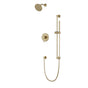 Artos - Round 2-Way Pressure Balance Shower Trim Kit with Rain Shower Head and Hand Held Shower on Slide Bar with Separate Water Outlet Satin Brass
