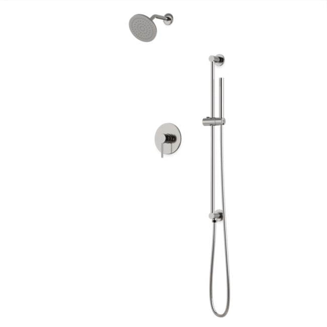 Artos - Round 2-Way Pressure Balance Shower Trim Kit with Rain Shower Head and Hand Held Shower on Integrated Slide Bar Brushed Nickel