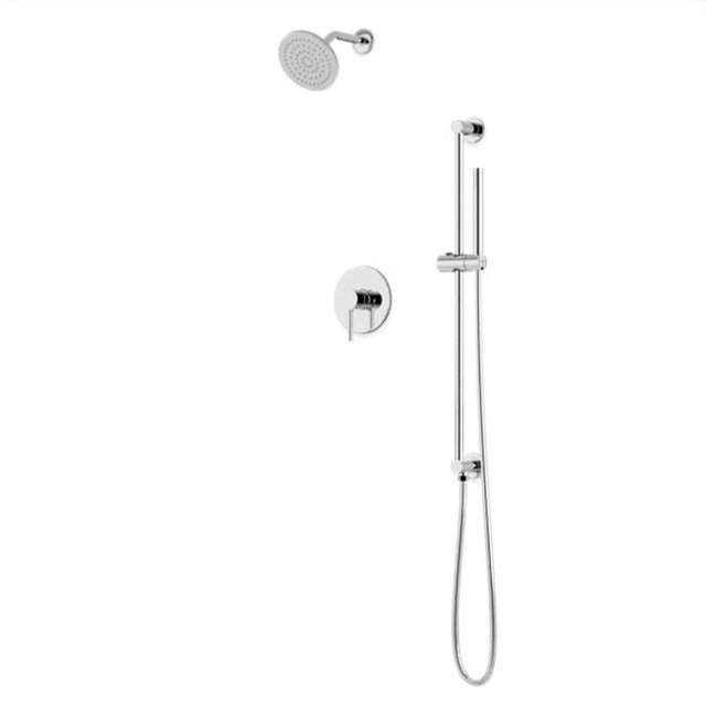 Artos - Round 2-Way Pressure Balance Shower Trim Kit with Rain Shower Head and Hand Held Shower on Integrated Slide Bar Chrome