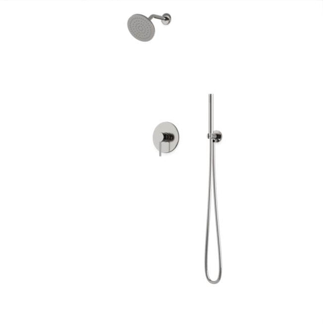 Artos - Round 2-Way Pressure Balance Shower Trim Kit with Rain Shower Head and Hand Held Shower Brushed Nickel