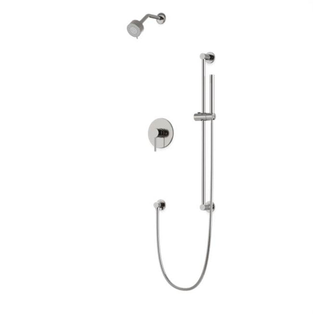 Artos - Round 2-Way Pressure Balance Shower Trim Kit with Multifunction Shower Head and Hand Held Shower on Integrated Slide Bar Brushed Nickel