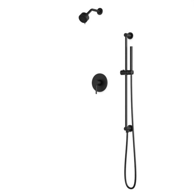 Artos - Round 2-Way Pressure Balance Shower Trim Kit with Multifunction Shower Head and Hand Held Shower on Integrated Slide Bar Matte Black