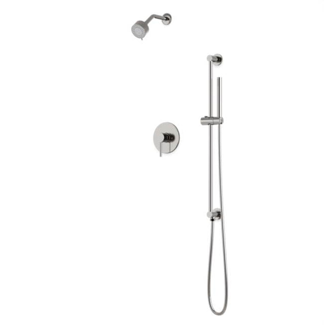Artos - Round 2-Way Pressure Balance Shower Trim Kit with Multifunction Shower Head and Hand Held Shower on Integrated Slide Bar Brushed Nickel