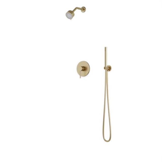 Artos - Round 2-Way Pressure Balance Shower Trim Kit with Multifunction Shower Head and Hand Held Shower Satin Brass