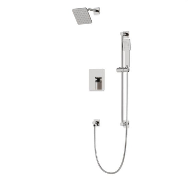 Artos - Square 2-Way Pressure Balance Shower Trim Kit with Hand Held Shower on Slide Bar with Separate Water Outlet Brushed Nickel