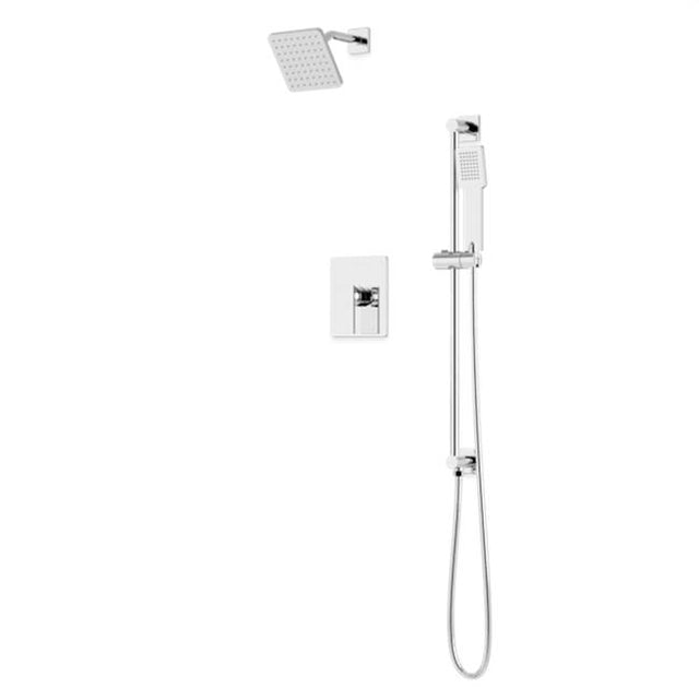 Artos - Square 2-Way Pressure Balance Shower Trim Kit with Hand Held Shower on Integrated Slide Bar Chrome