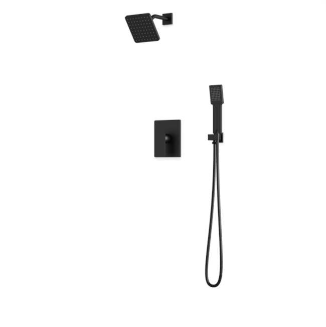 Artos - Square 2-Way Pressure Balance Shower Trim Kit with Hand Held Shower Matte Black