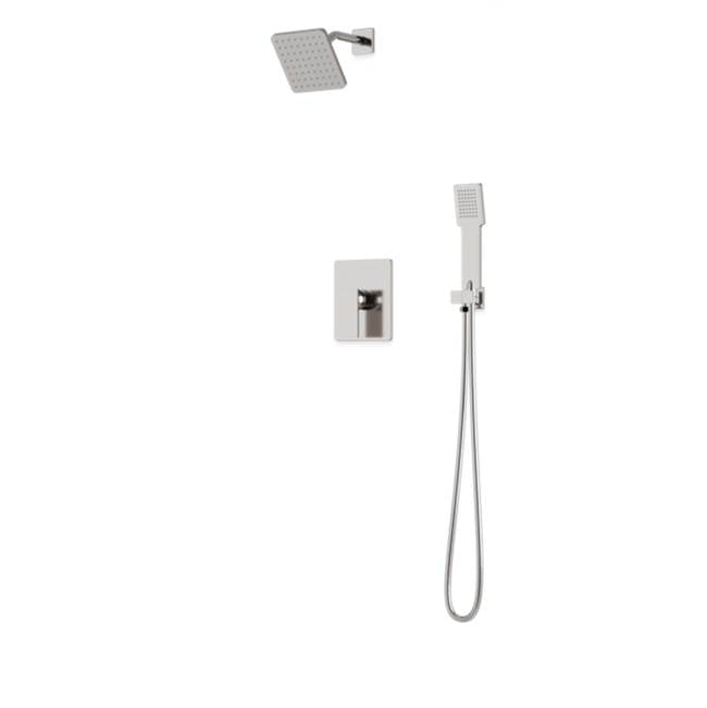 Artos - Square 2-Way Pressure Balance Shower Trim Kit with Hand Held Shower Brushed Nickel