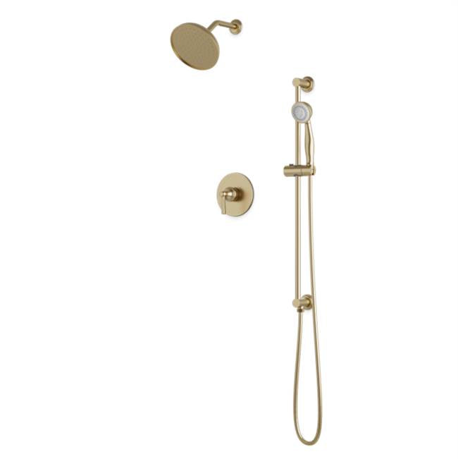 Artos - Classic 2-Way Pressure Balance Shower Trim Kit with Hand Held Shower on Integrated Slide Bar Satin Brass