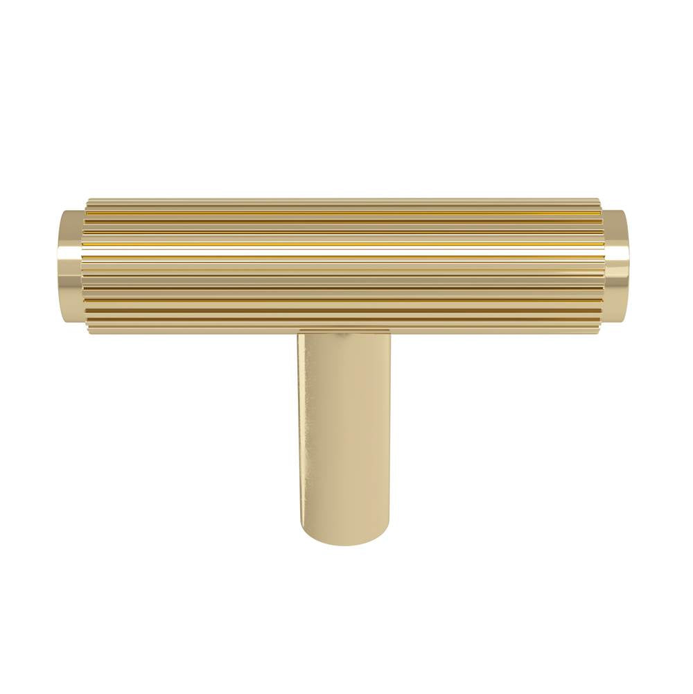 Ashley Norton - Straight Knurled T-Bar Knob - Unlacquered Brass