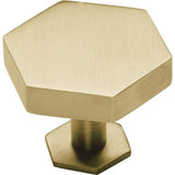 Ashley Norton - Modern Hex Cabinet Knob with Rosette - Satin Brass