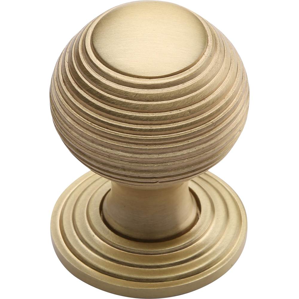 Ashley Norton - Reeded Cabinet Knob on Rose - Satin Brass