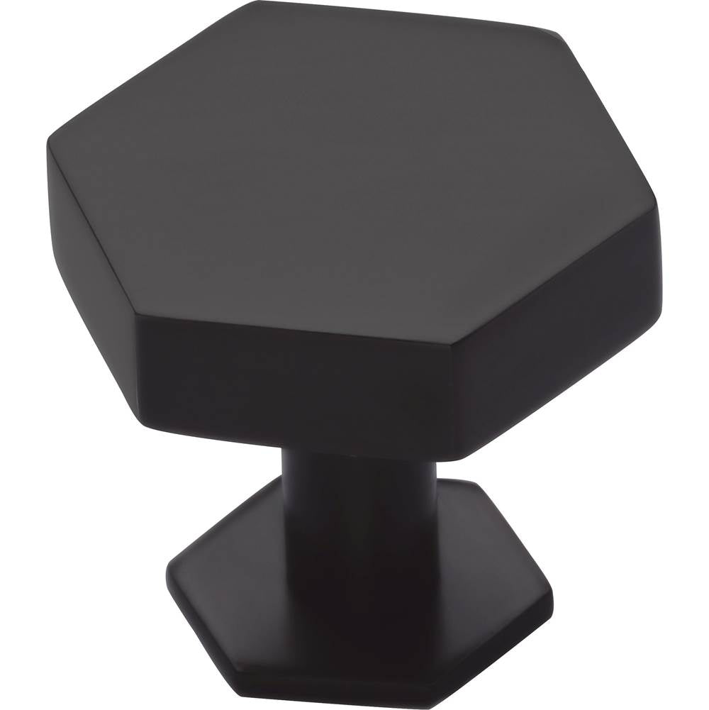 Ashley Norton - Modern Hex Cabinet Knob with Rosette - Black