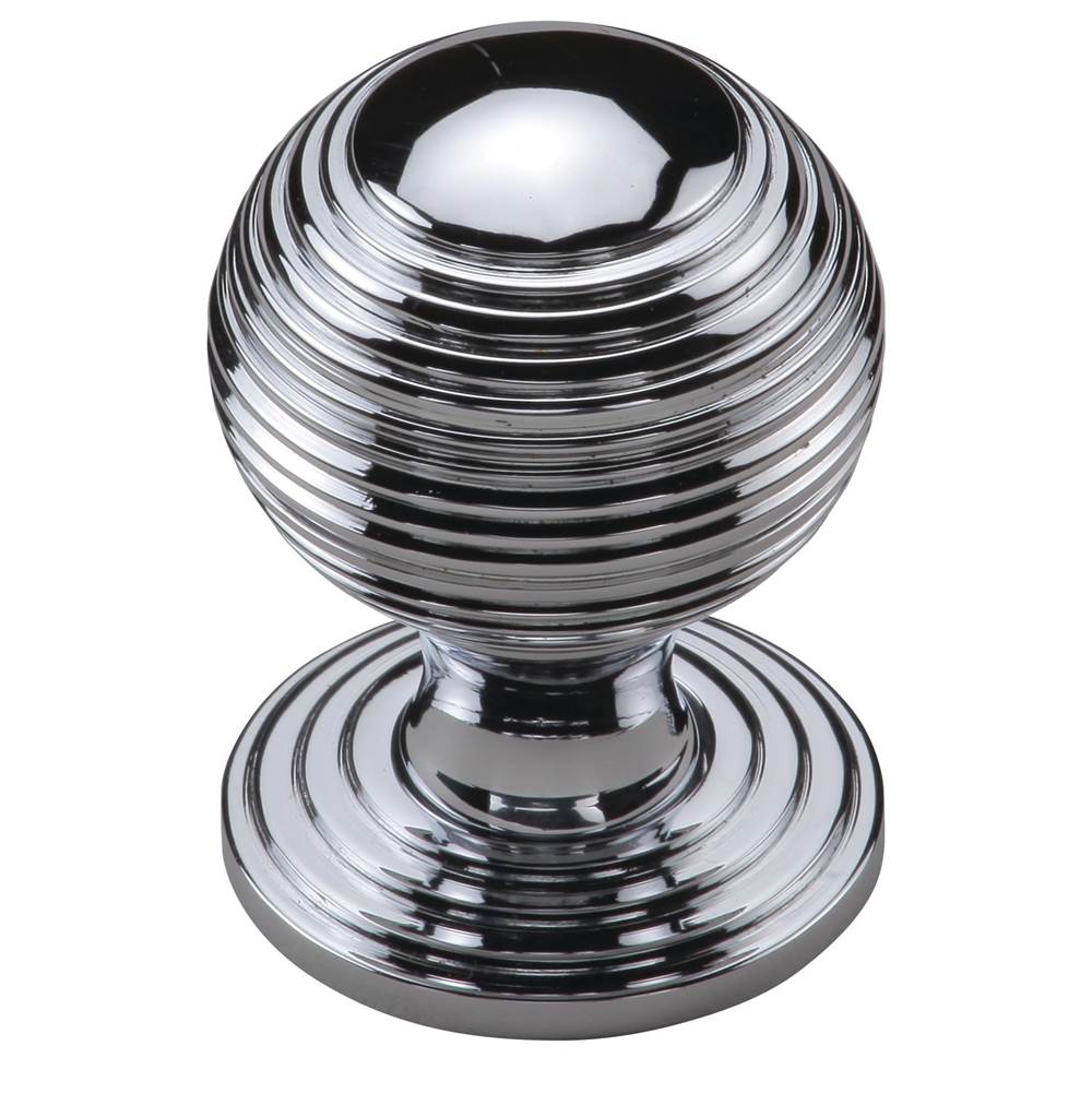 Ashley Norton - Reeded Cabinet Knob on Rose - Polished Chrome