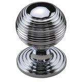 Ashley Norton - Reeded Cabinet Knob on Rose - Polished Chrome