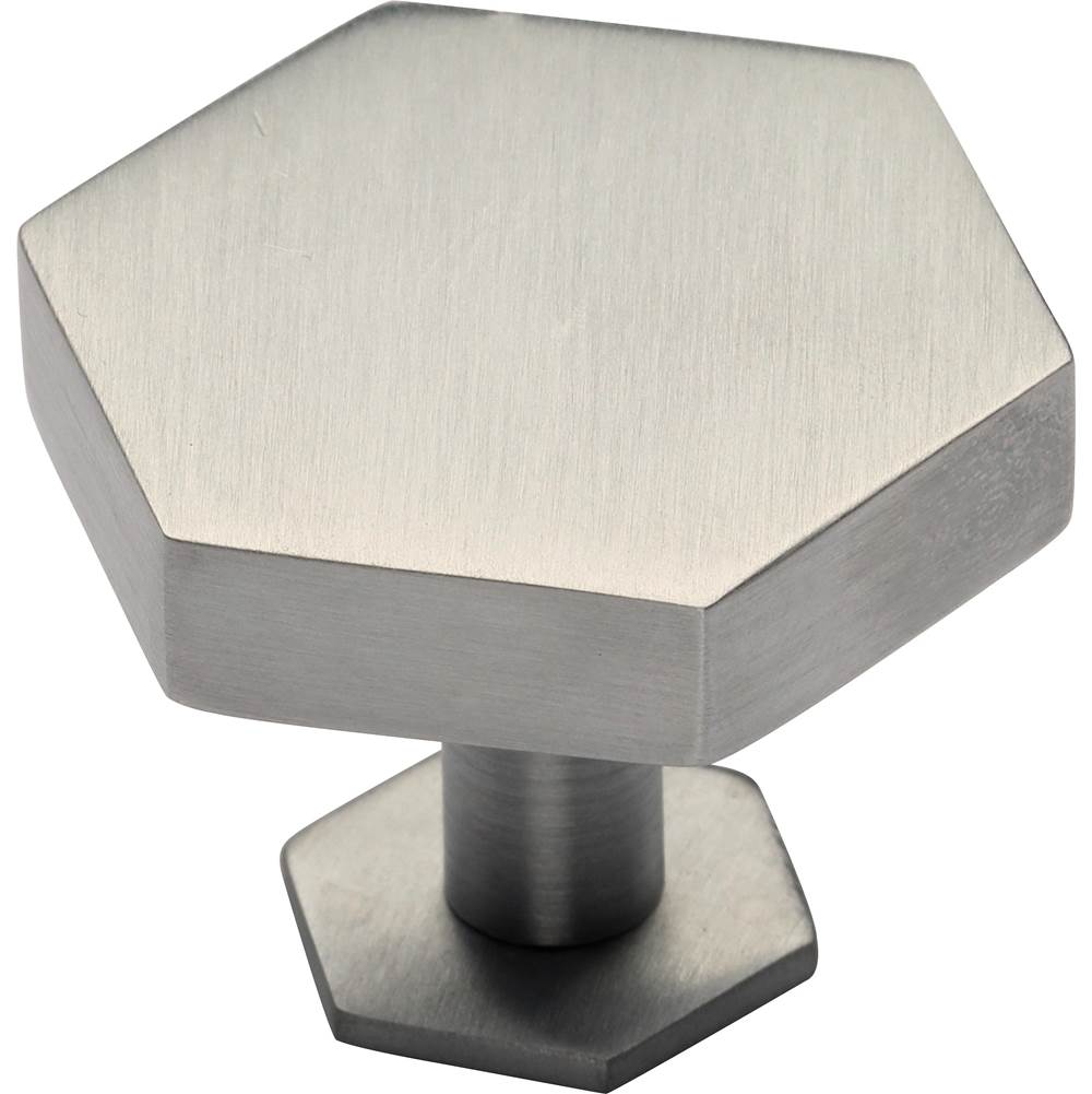 Ashley Norton - Modern Hex Cabinet Knob with Rosette - Satin Nickel