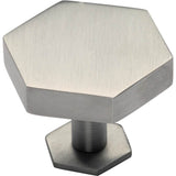 Ashley Norton - Modern Hex Cabinet Knob with Rosette - Satin Nickel