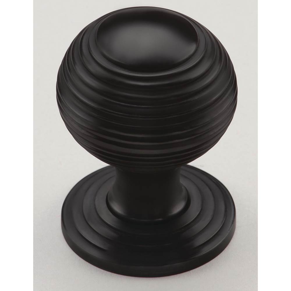 Ashley Norton - Reeded Cabinet Knob on Rose - Black