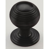 Ashley Norton - Reeded Cabinet Knob on Rose - Black
