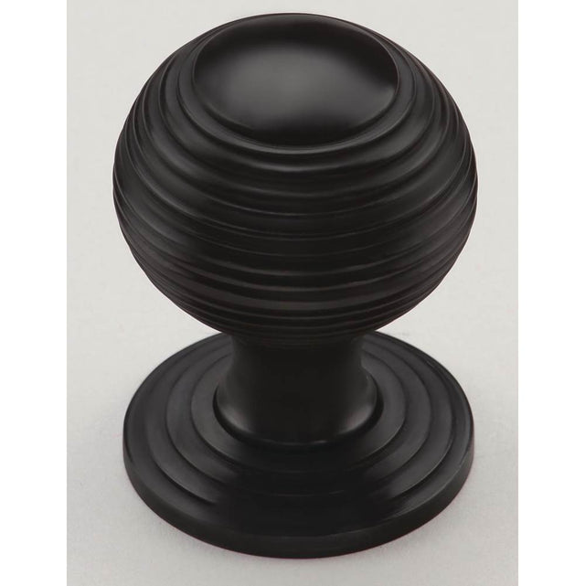 Ashley Norton - Reeded Cabinet Knob on Rose - Black