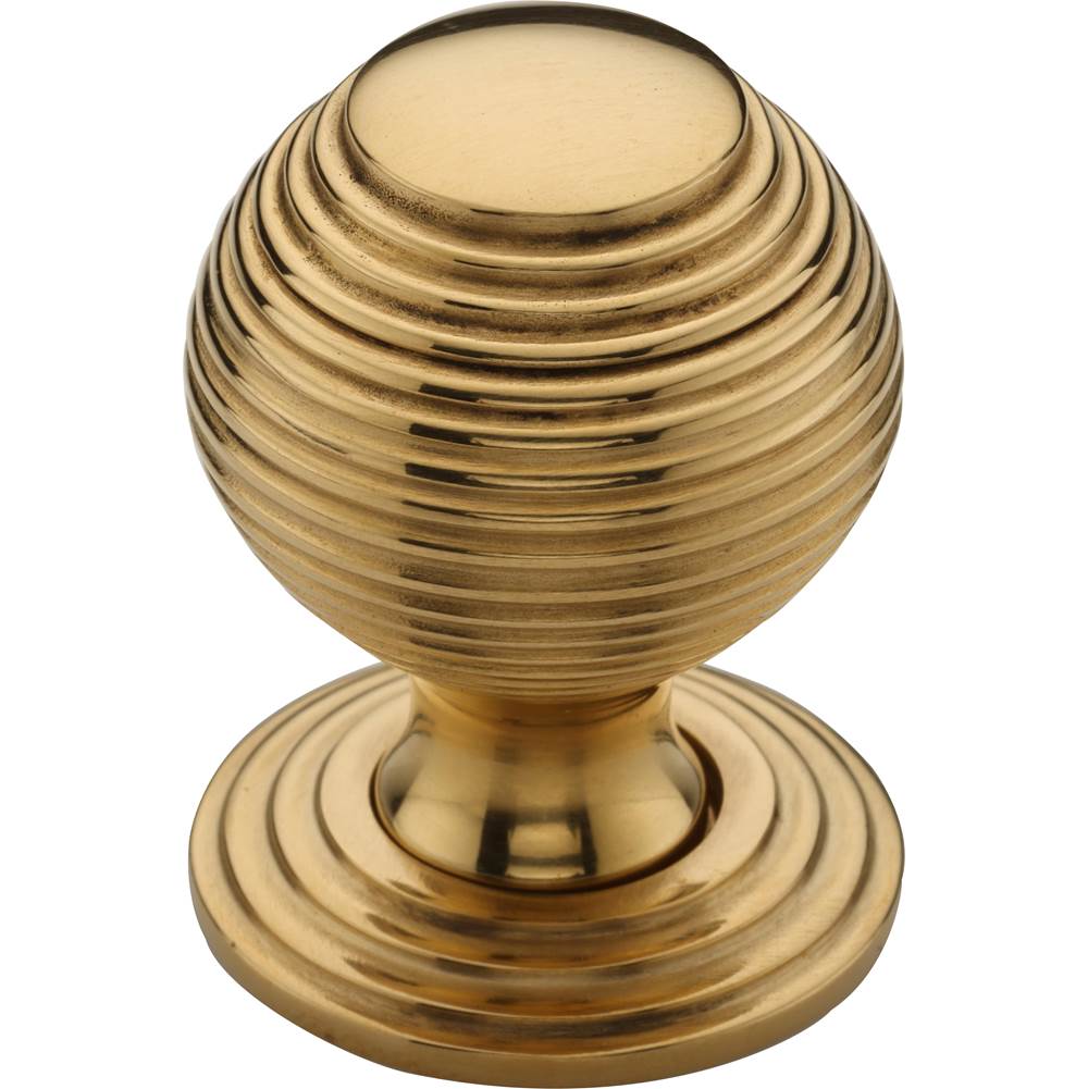 Ashley Norton - Reeded Cabinet Knob on Rose - Unlacquered Brass