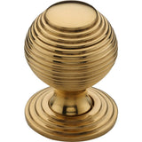 Ashley Norton - Reeded Cabinet Knob on Rose - Unlacquered Brass