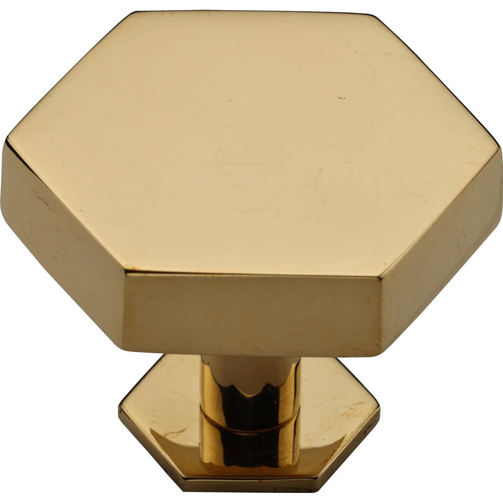 Ashley Norton - Modern Hex Cabinet Knob with Rosette - Unlacquered Brass