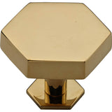 Ashley Norton - Modern Hex Cabinet Knob with Rosette - Unlacquered Brass