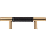 Atlas - Zanzibar Black Leather Pull 3 Inch (c-c) Warm Brass - Warm Brass