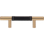 Atlas - Zanzibar Black Leather Pull 3 Inch (c-c) Warm Brass - Warm Brass