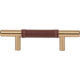 Atlas - Zanzibar Brown Leather Pull 3 Inch (c-c) Warm Brass - Warm Brass