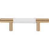 Atlas - Zanzibar White Leather Pull 3 Inch (c-c) Warm Brass - Warm Brass