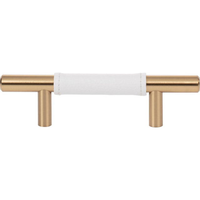 Atlas - Zanzibar White Leather Pull 3 Inch (c-c) Warm Brass - Warm Brass